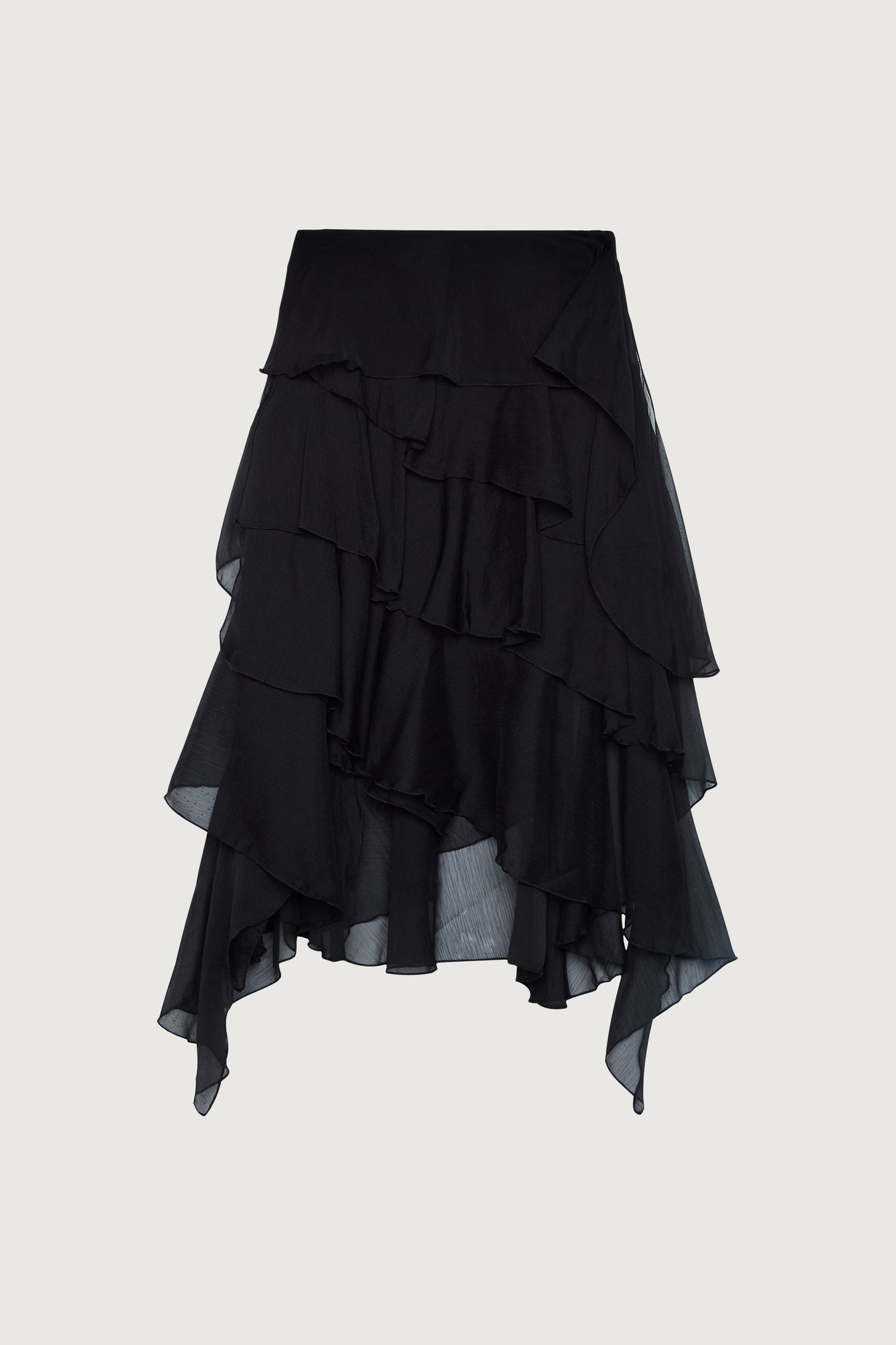 RUFFLED ASYMMETRICAL MAXI SKIRT