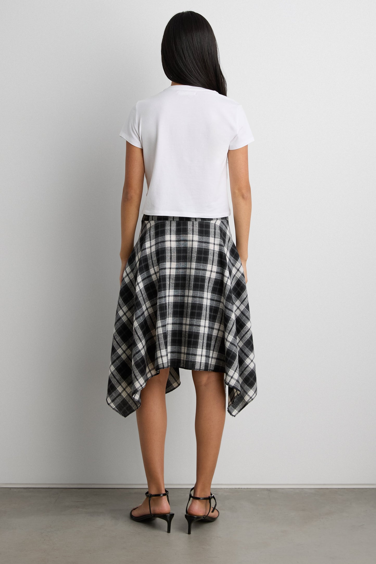 DRAPED PLAID MIDI SKIRT WITH TIE DETAIL