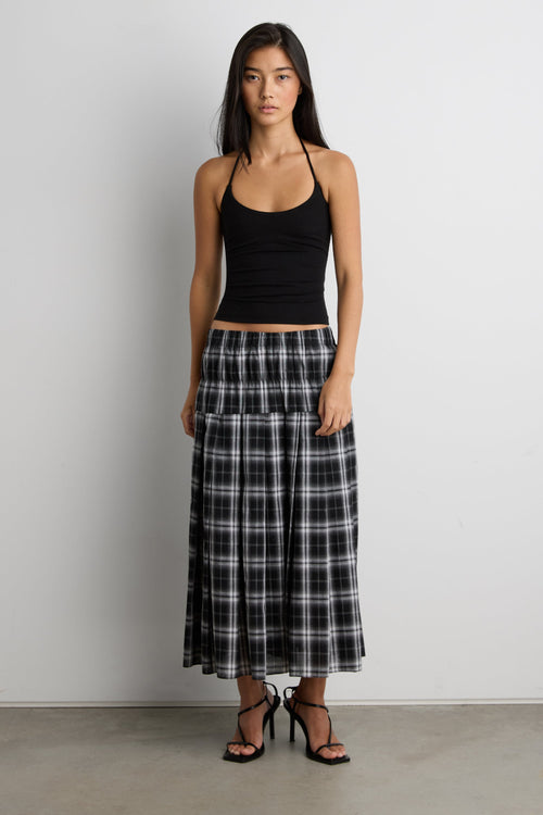 PLAID MIDI SKIRT