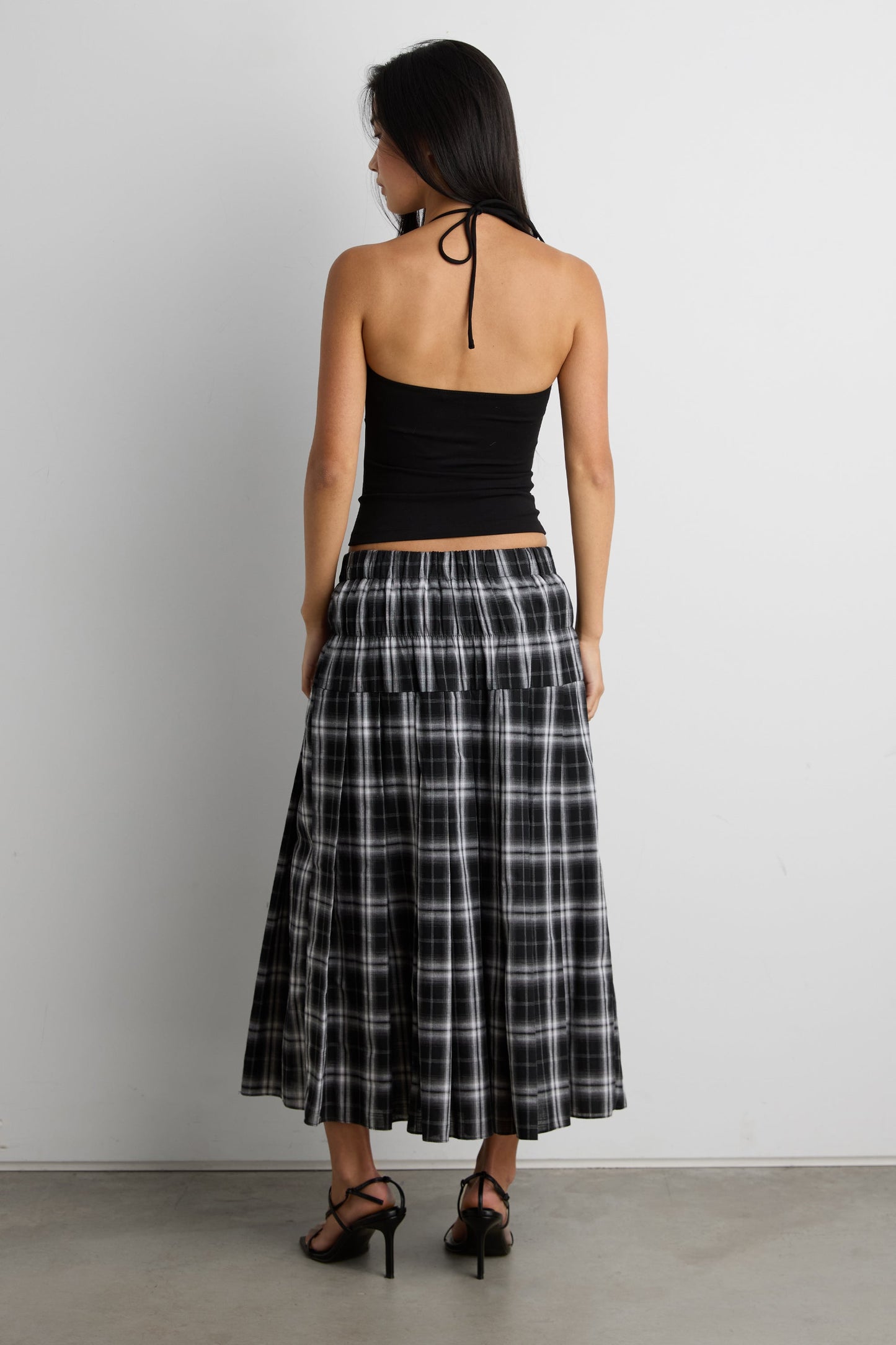 PLAID MIDI SKIRT