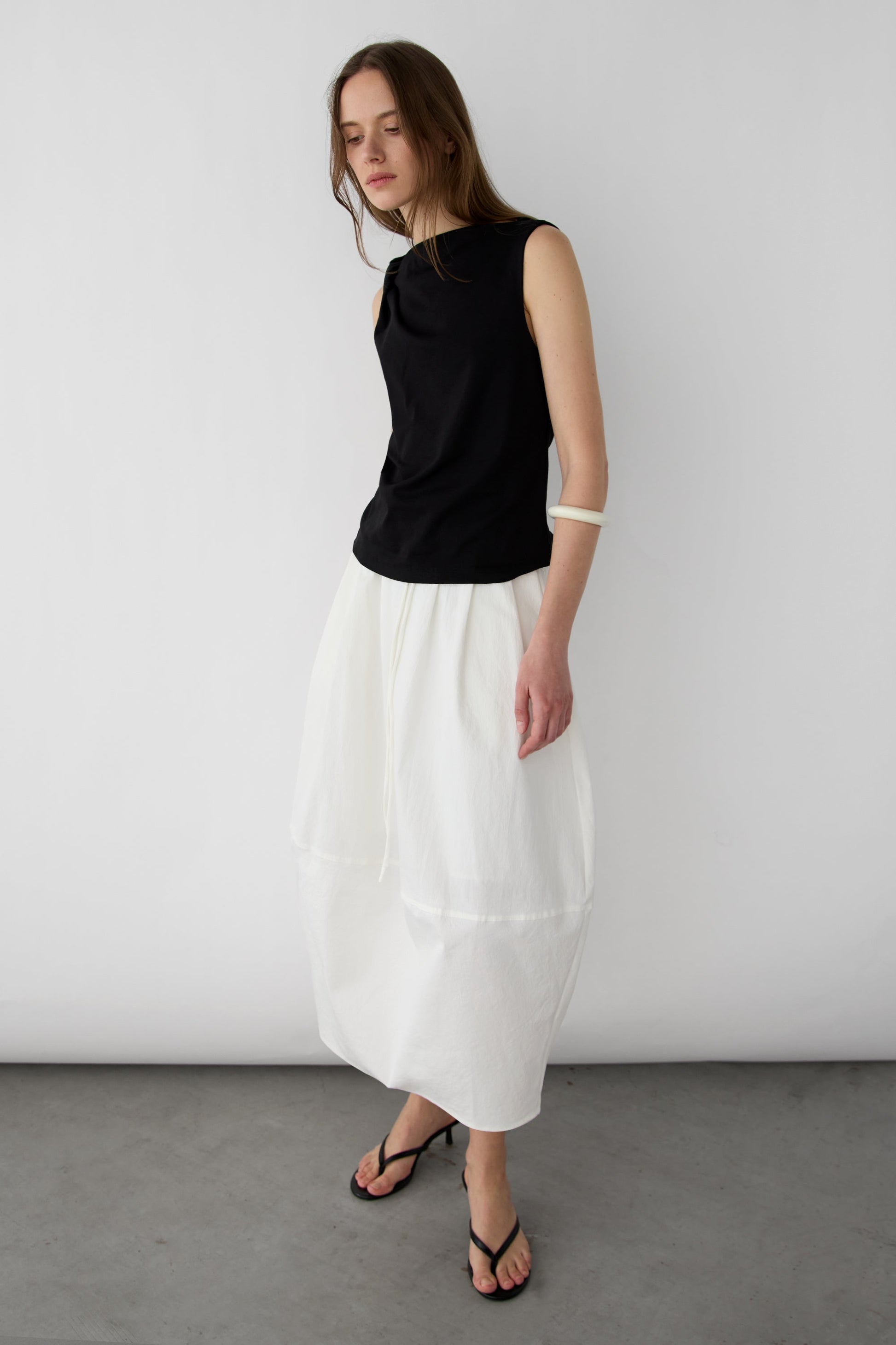 PINTUCKED MAXI SKIRT