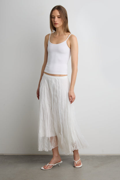BOHO LACE OVERLAY MAXI SKIRT