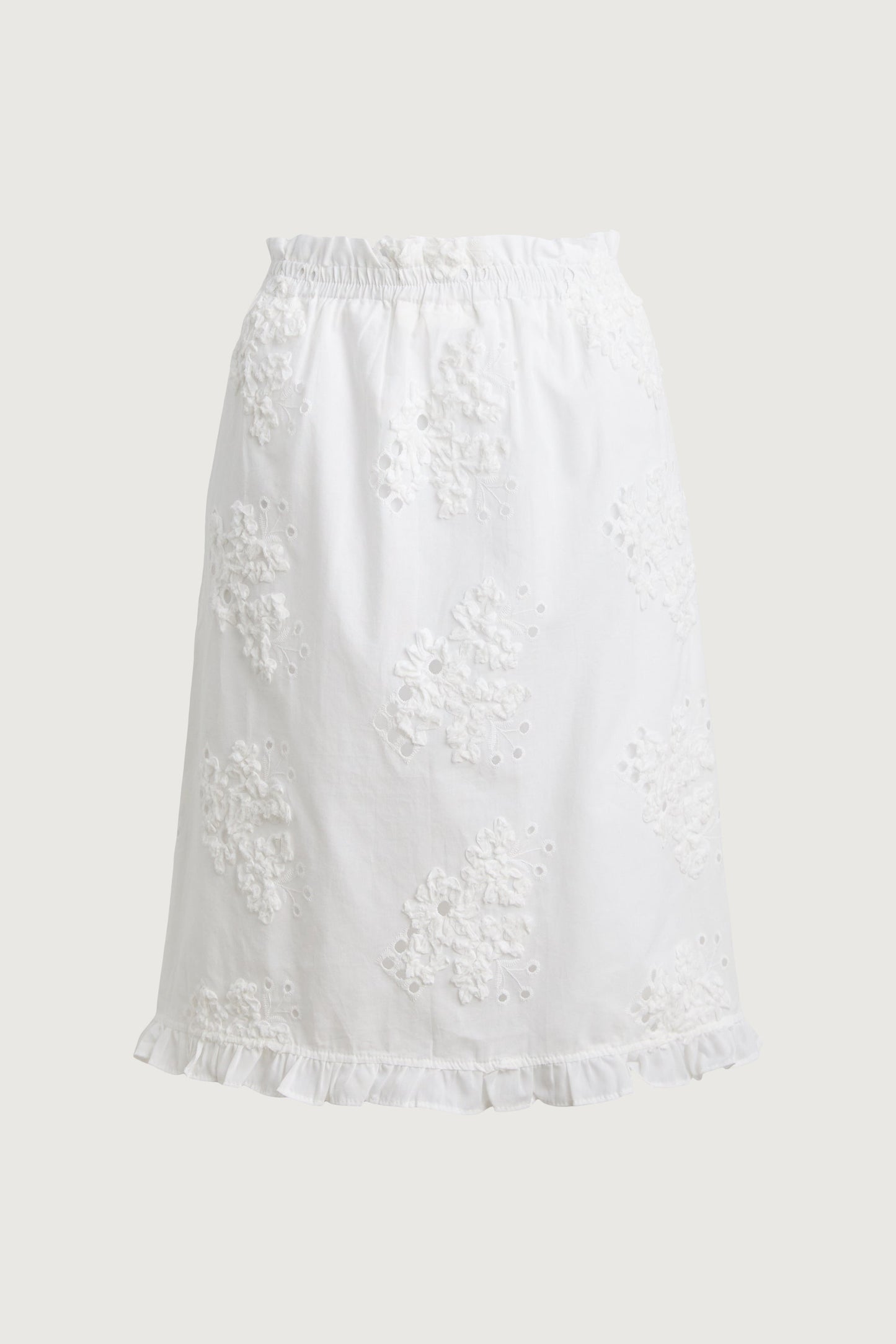 EYELET FRILLED HEM MINI SKIRT