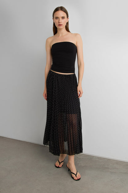 POLKA DOT ACCORDIAN MAXI SKIRT
