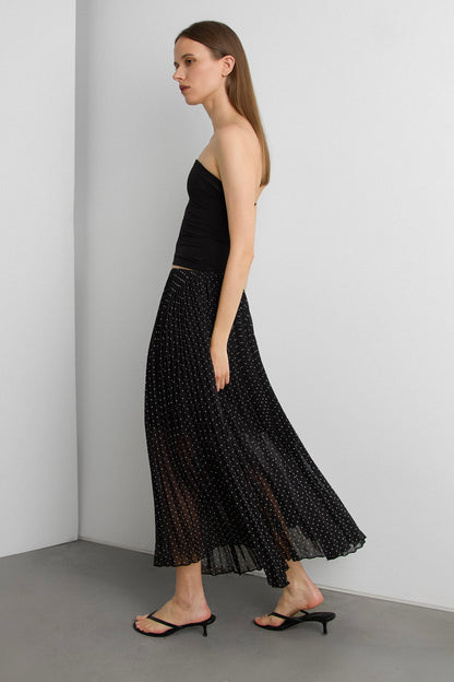 POLKA DOT ACCORDIAN MAXI SKIRT