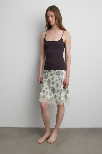 VINTAGE ROSE PRINT SATIN MINI SLIP SKIRT