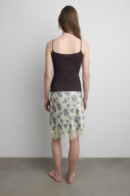 VINTAGE ROSE PRINT SATIN MINI SLIP SKIRT