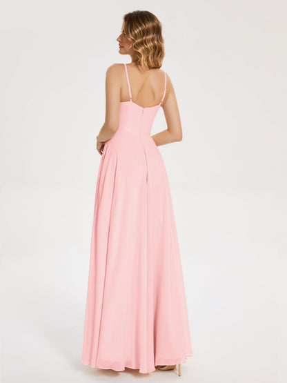 Ruth Spaghetti Straps A-line Bridesmaid Dress with Slit