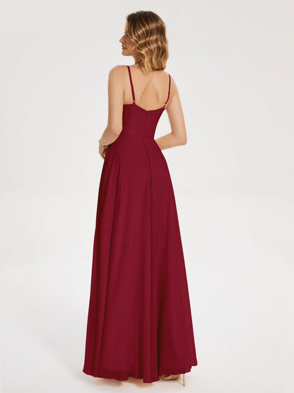 Ruth Spaghetti Straps A-line Bridesmaid Dress with Slit