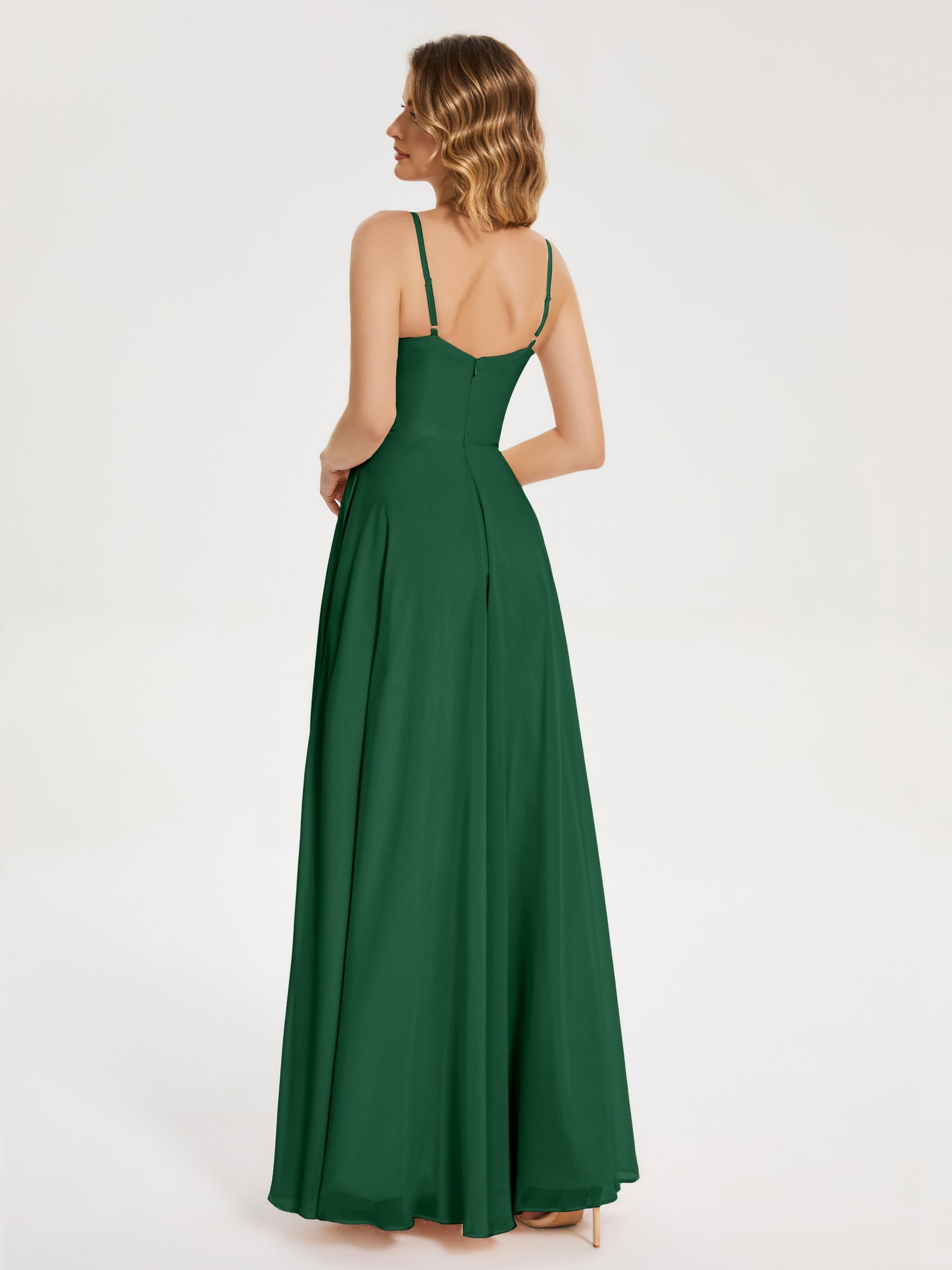 Ruth Spaghetti Straps A-line Bridesmaid Dress with Slit