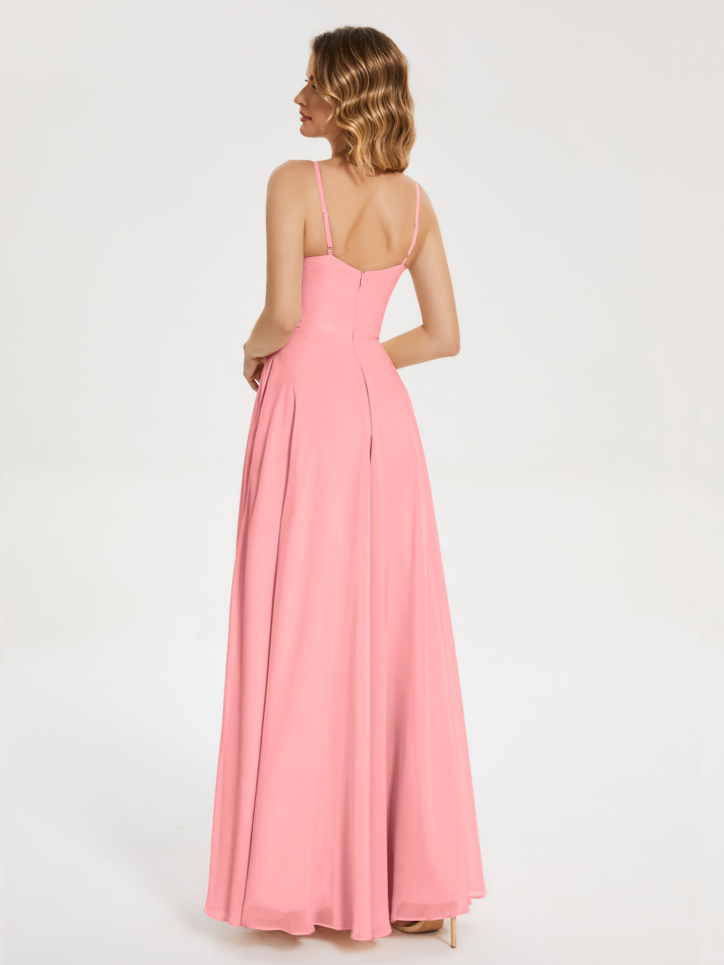 Ruth Spaghetti Straps A-line Bridesmaid Dress with Slit
