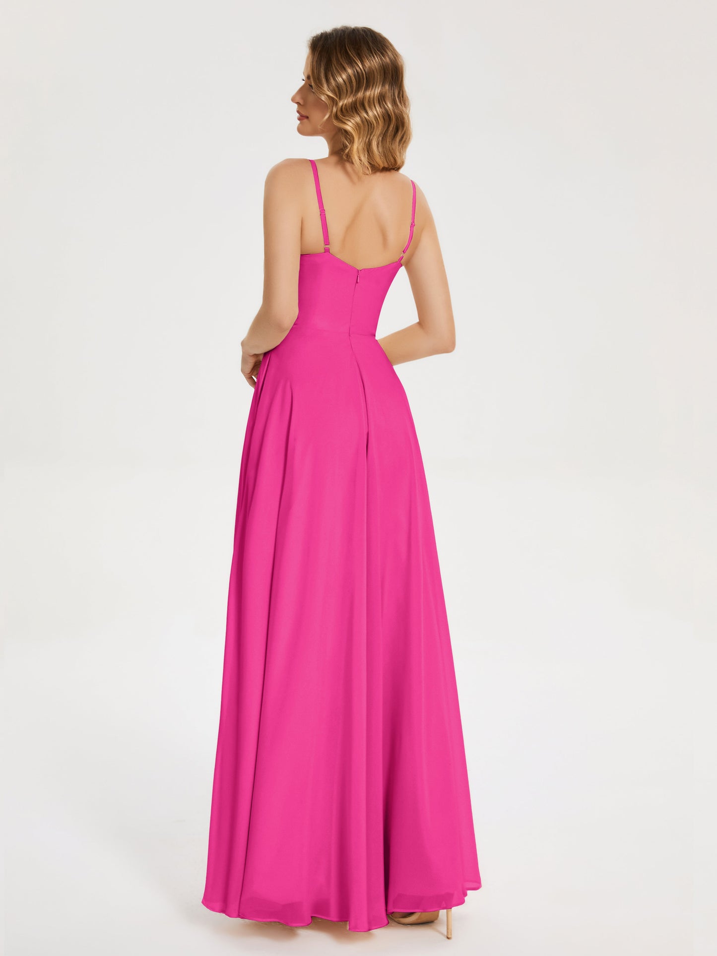 Ruth Spaghetti Straps A-line Bridesmaid Dress with Slit