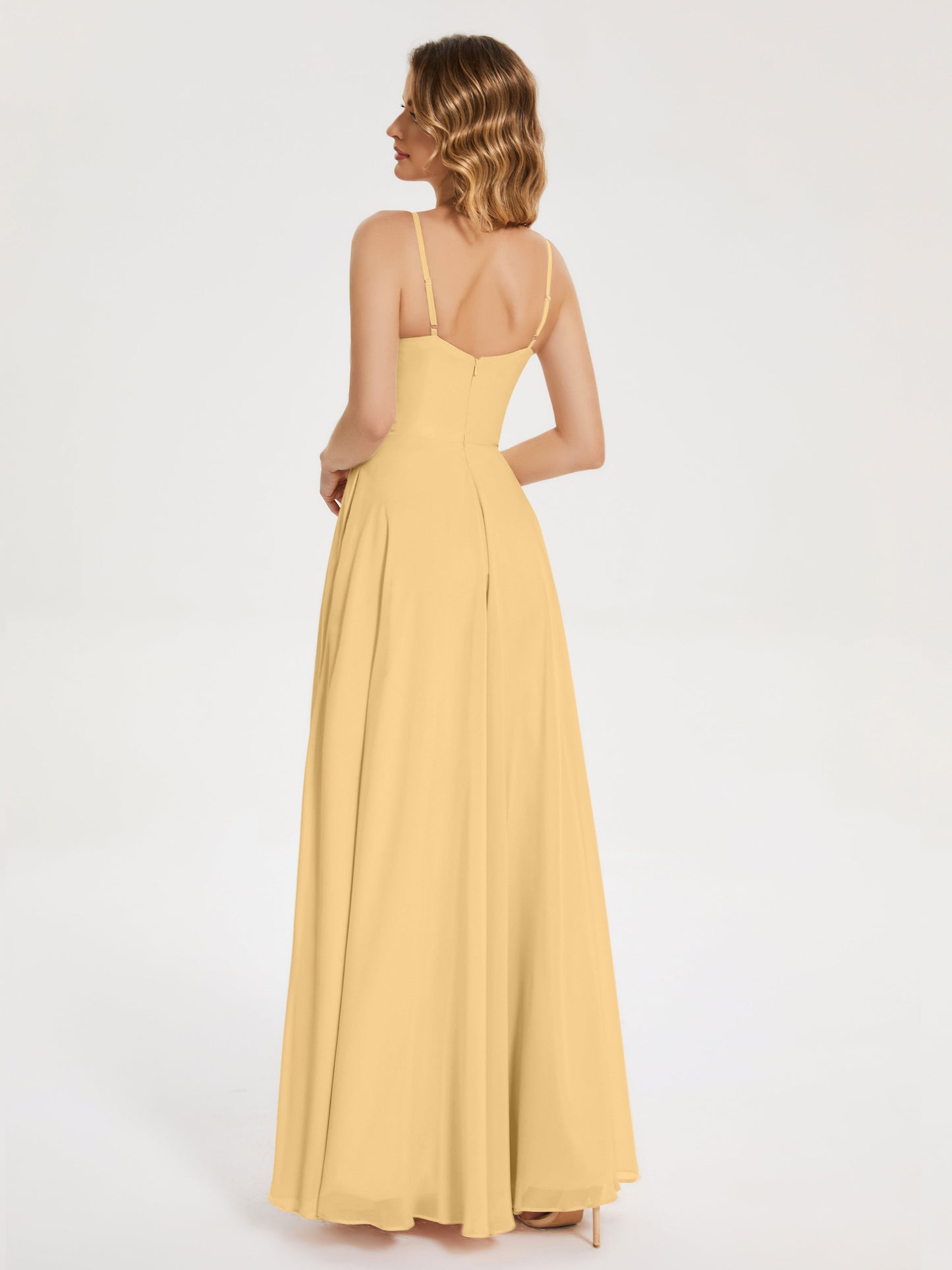 Ruth Spaghetti Straps A-line Bridesmaid Dress with Slit
