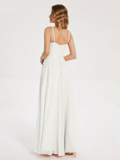 Ruth Spaghetti Straps A-line Bridesmaid Dress with Slit