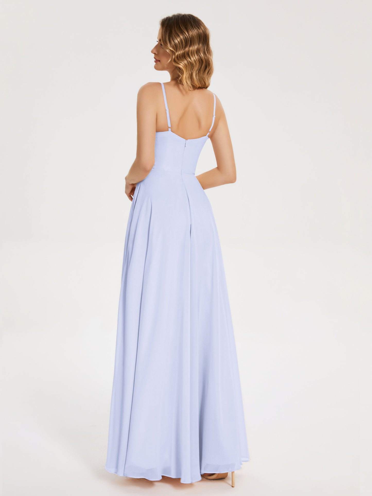 Ruth Spaghetti Straps A-line Bridesmaid Dress with Slit