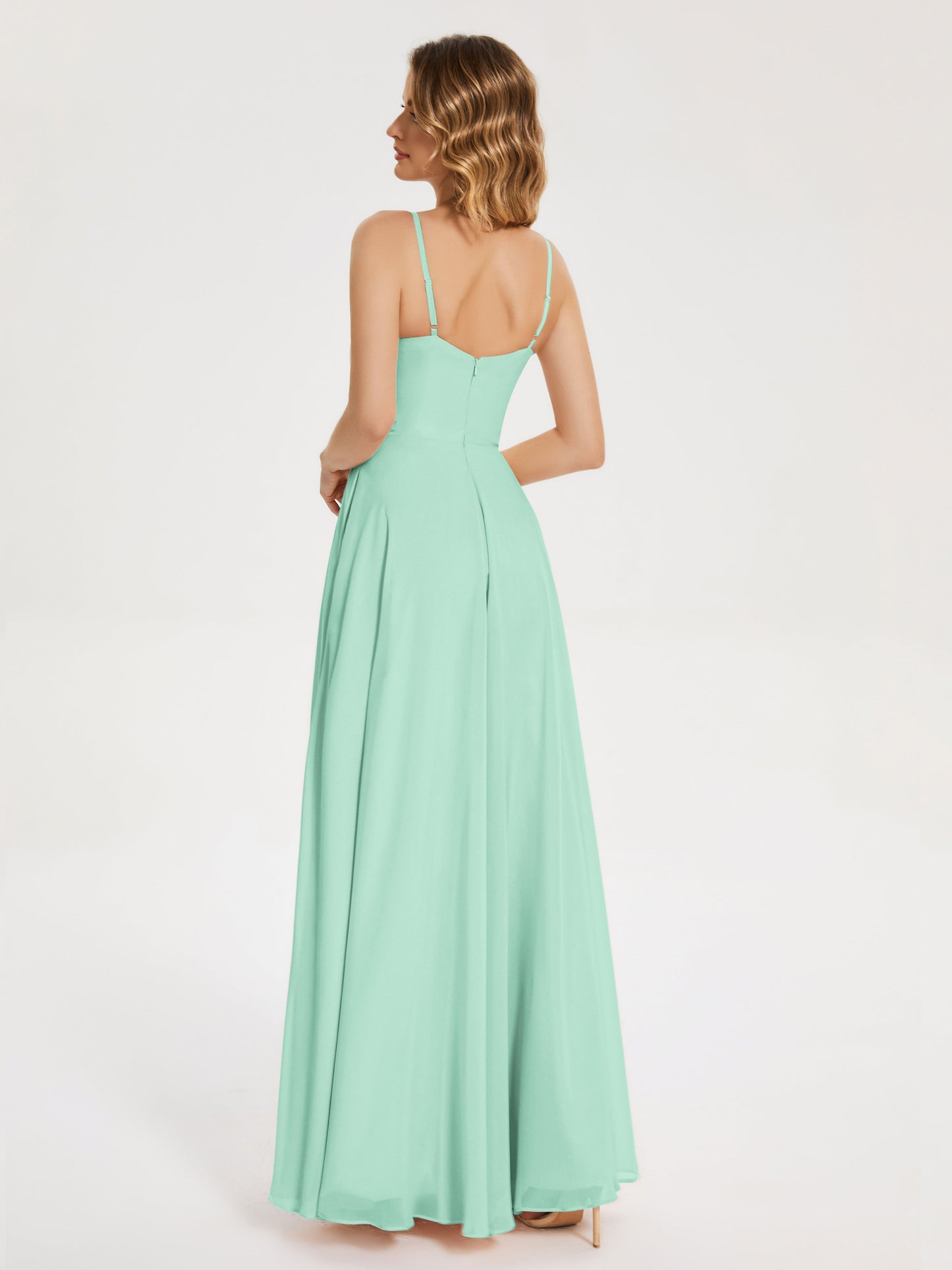 Ruth Spaghetti Straps A-line Bridesmaid Dress with Slit