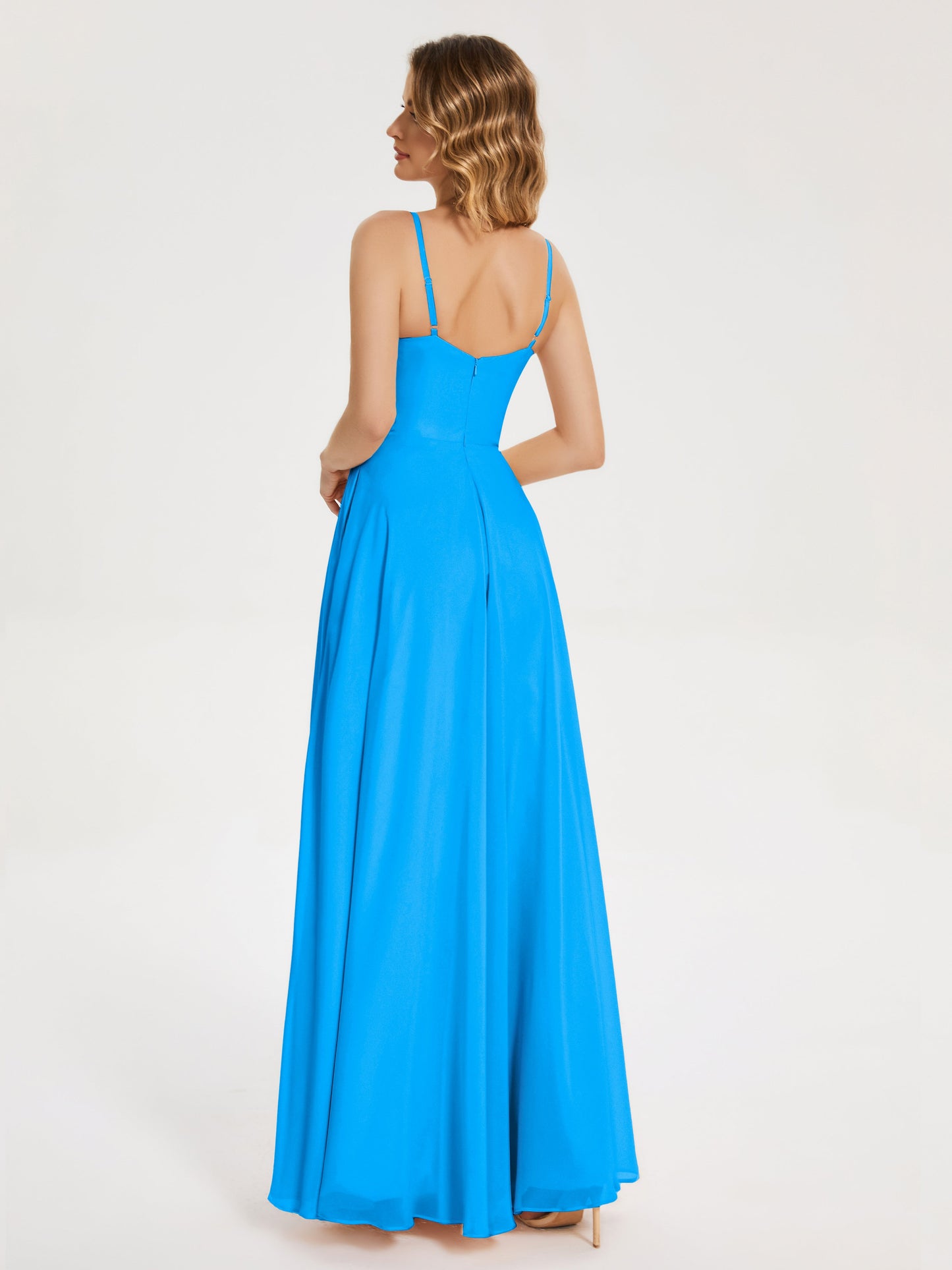 Ruth Spaghetti Straps A-line Bridesmaid Dress with Slit