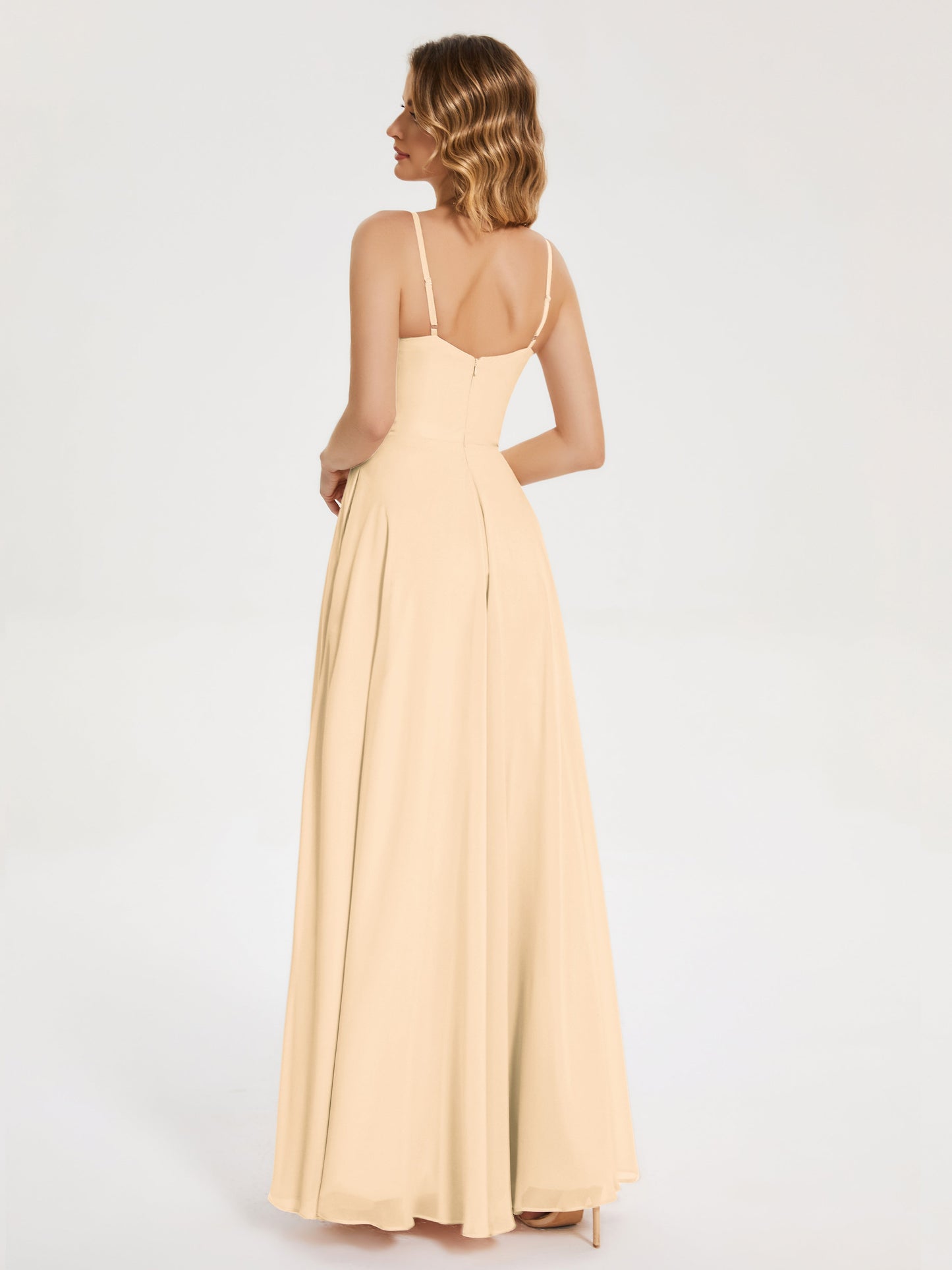 Ruth Spaghetti Straps A-line Bridesmaid Dress with Slit