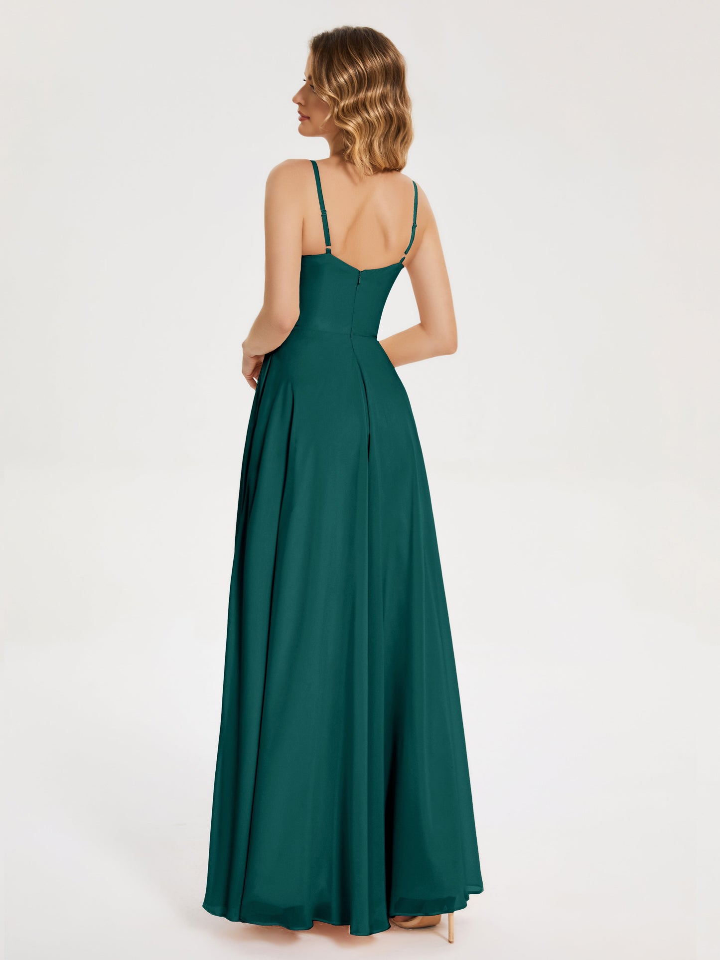 Ruth Spaghetti Straps A-line Bridesmaid Dress with Slit