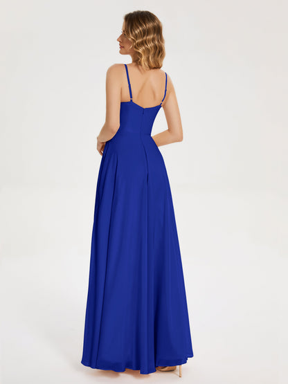 Ruth Spaghetti Straps A-line Bridesmaid Dress with Slit