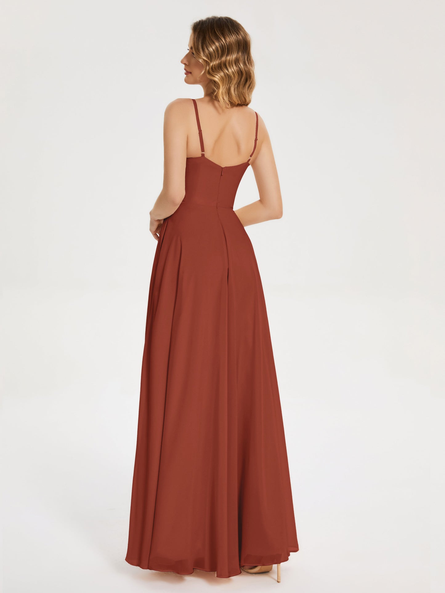 Ruth Spaghetti Straps A-line Bridesmaid Dress with Slit