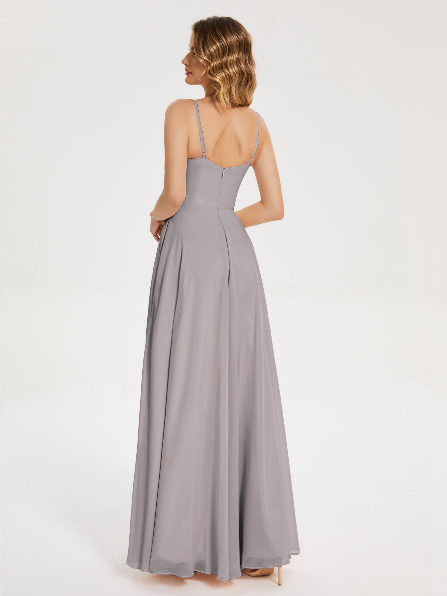 Ruth Spaghetti Straps A-line Bridesmaid Dress with Slit