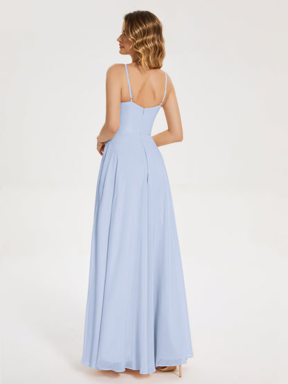 Ruth Spaghetti Straps A-line Bridesmaid Dress with Slit