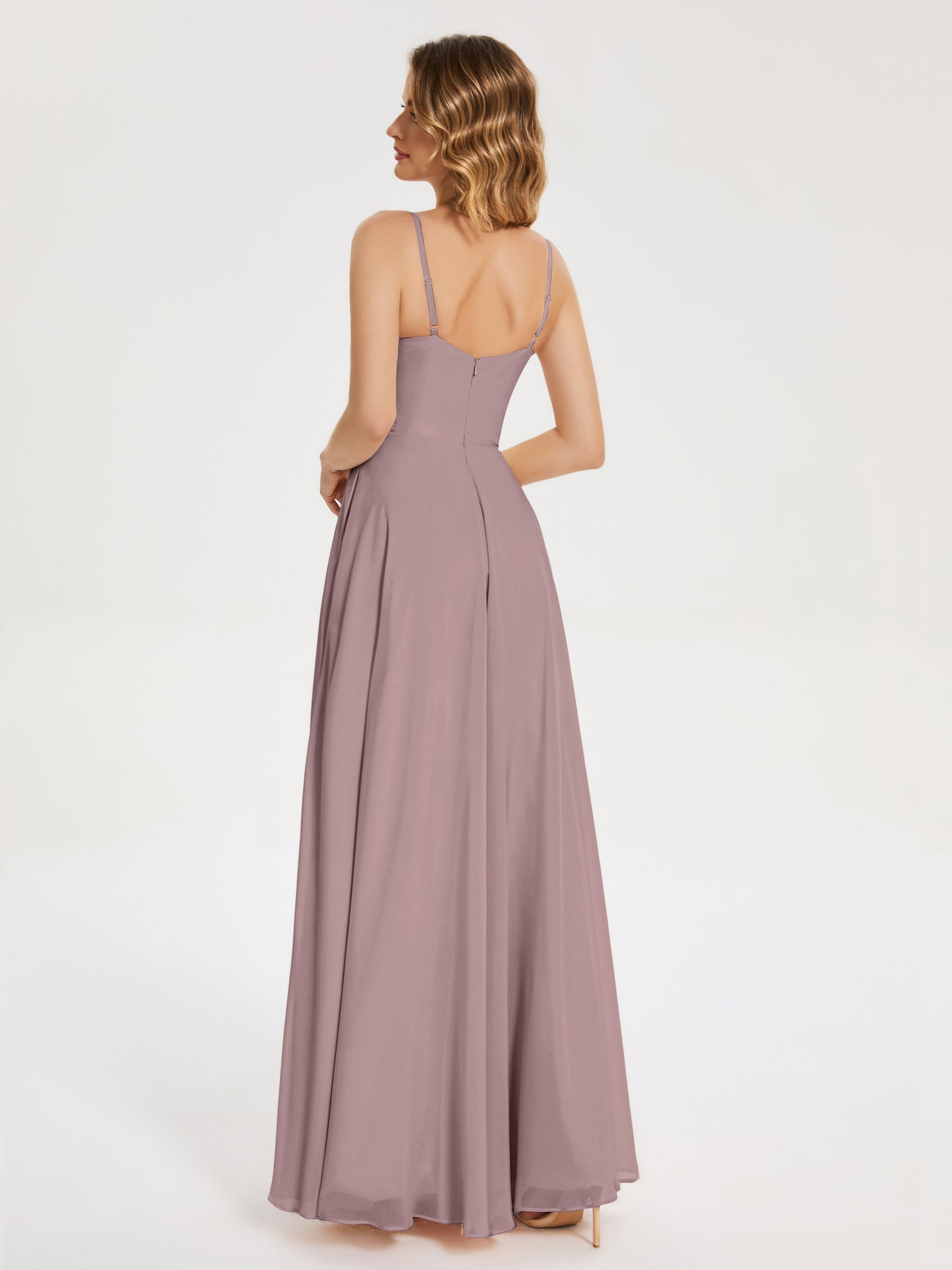 Ruth Spaghetti Straps A-line Bridesmaid Dress with Slit