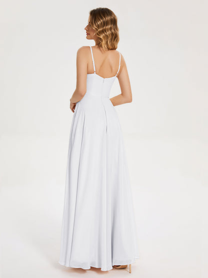 Ruth Spaghetti Straps A-line Bridesmaid Dress with Slit