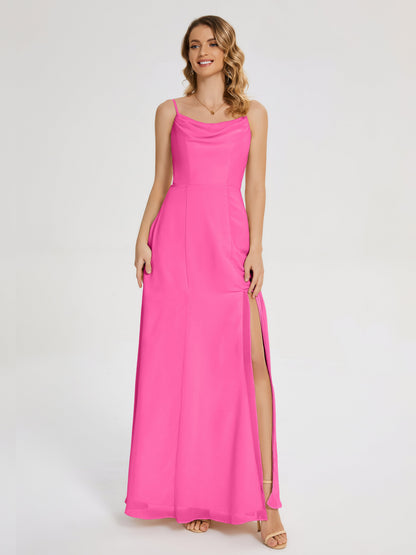 Blake Spaghetti Straps Chiffon Bridesmaid Dress with Slit