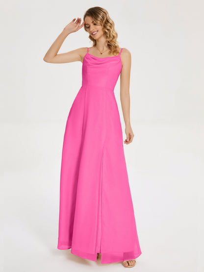 Blake Spaghetti Straps Chiffon Bridesmaid Dress with Slit