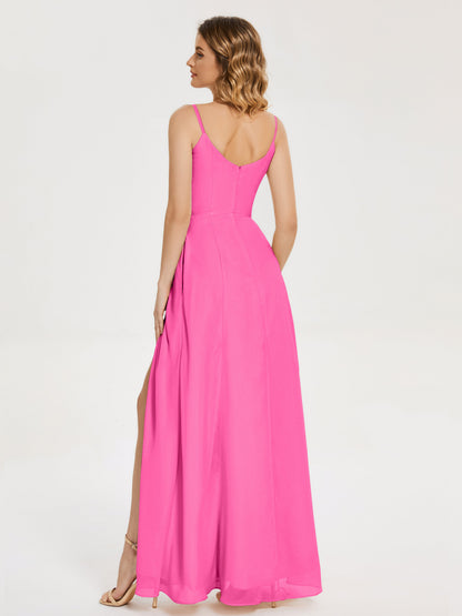 Blake Spaghetti Straps Chiffon Bridesmaid Dress with Slit