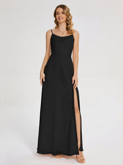 Blake Spaghetti Straps Chiffon Bridesmaid Dress with Slit