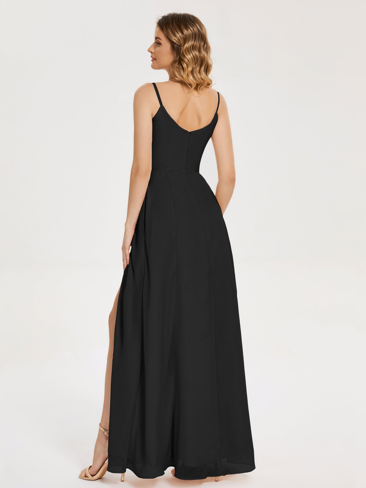 Blake Spaghetti Straps Chiffon Bridesmaid Dress with Slit