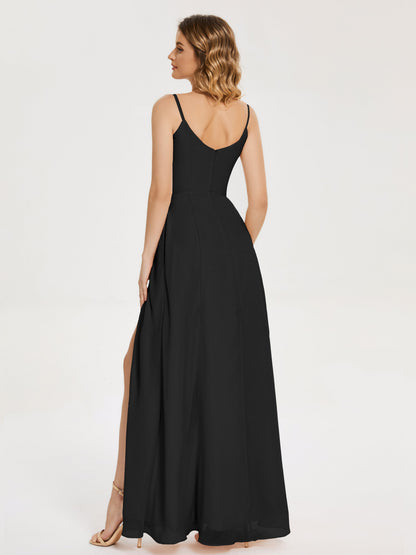Blake Spaghetti Straps Chiffon Bridesmaid Dress with Slit