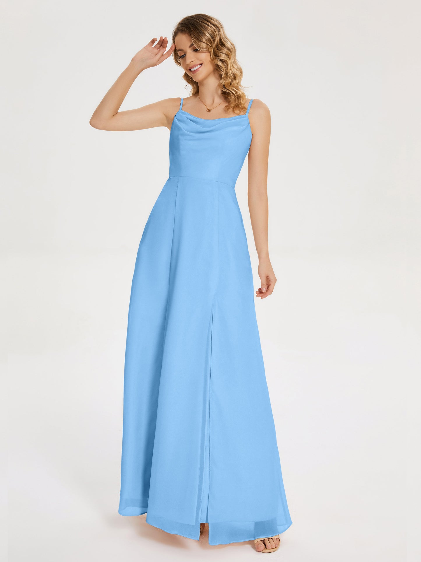 Blake Spaghetti Straps Chiffon Bridesmaid Dress with Slit