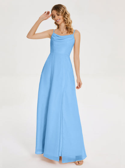 Blake Spaghetti Straps Chiffon Bridesmaid Dress with Slit