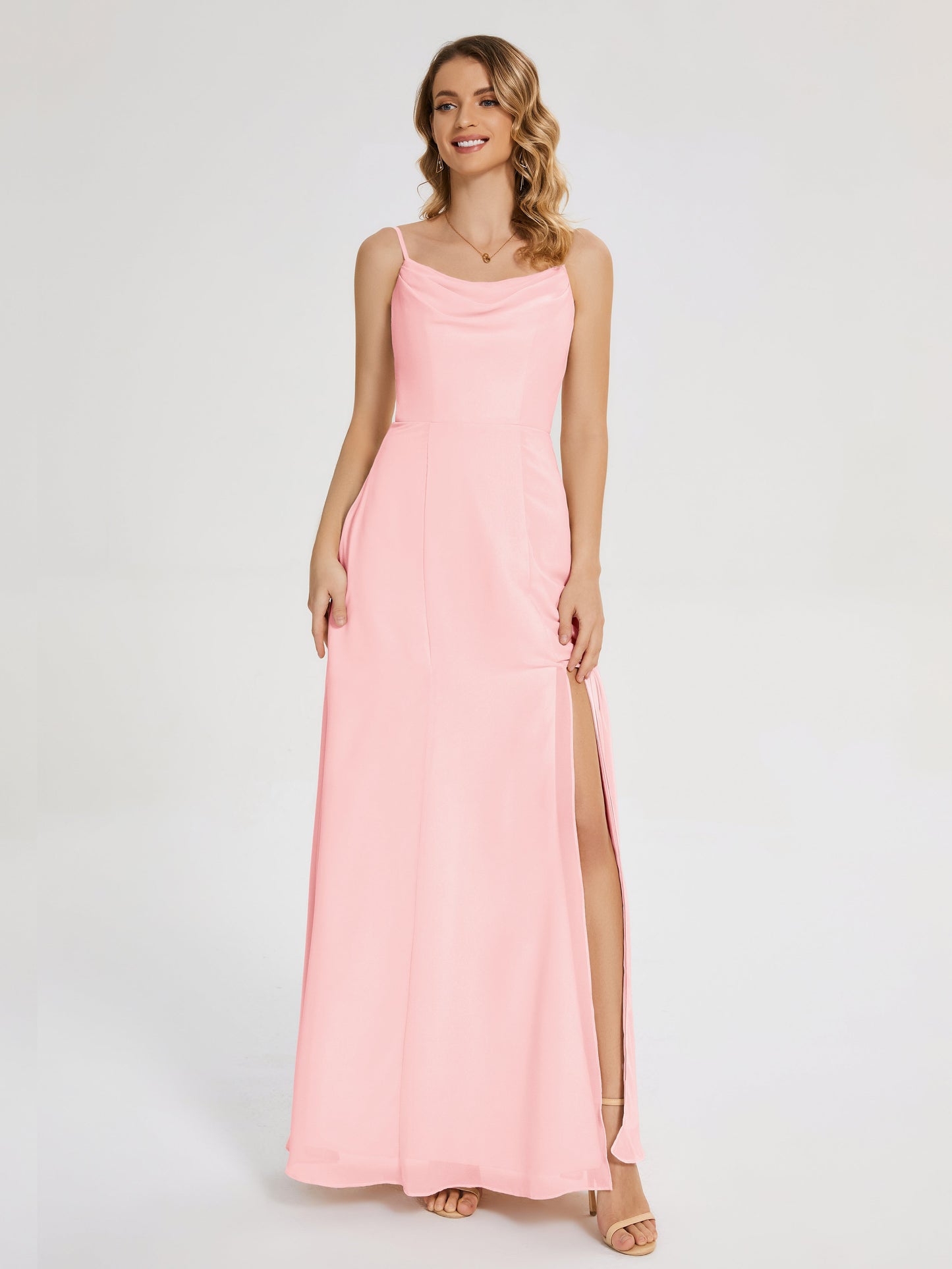 Blake Spaghetti Straps Chiffon Bridesmaid Dress with Slit