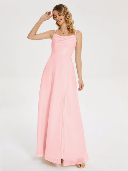 Blake Spaghetti Straps Chiffon Bridesmaid Dress with Slit