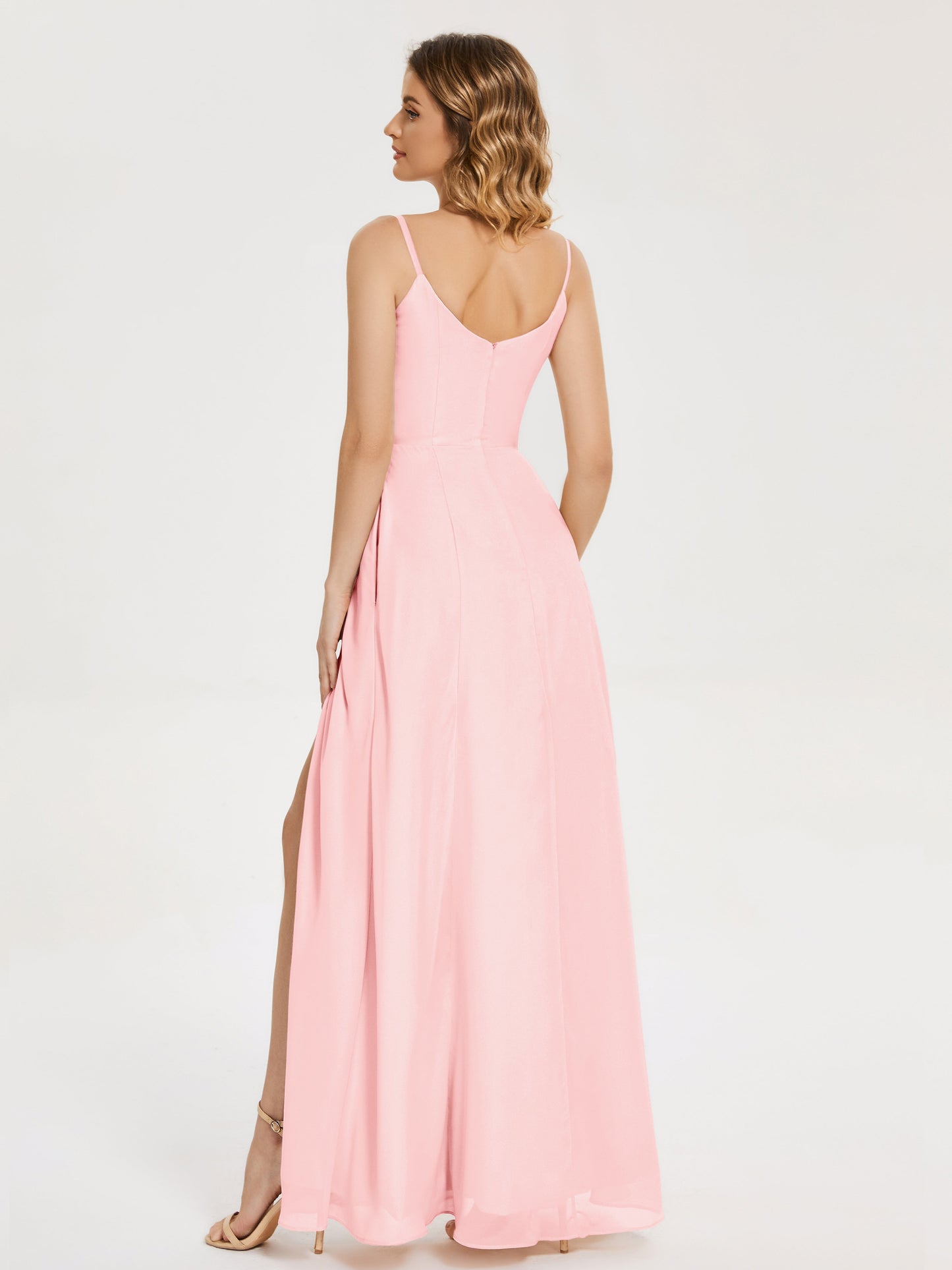 Blake Spaghetti Straps Chiffon Bridesmaid Dress with Slit