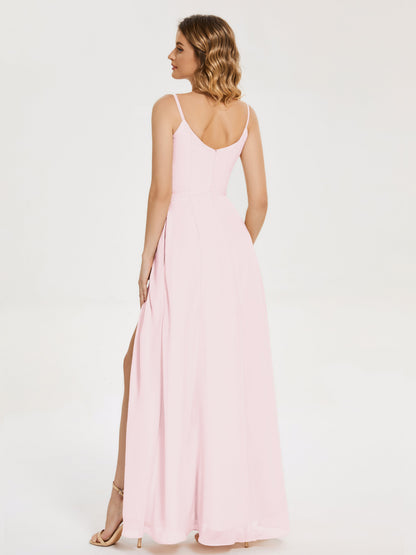 Blake Spaghetti Straps Chiffon Bridesmaid Dress with Slit