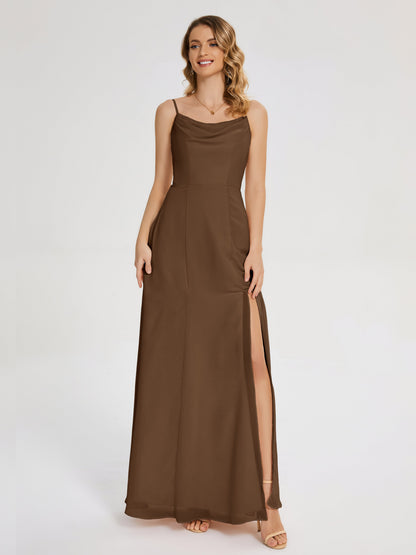 Blake Spaghetti Straps Chiffon Bridesmaid Dress with Slit