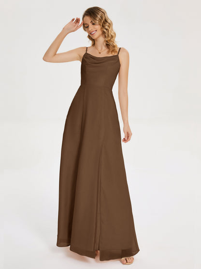 Blake Spaghetti Straps Chiffon Bridesmaid Dress with Slit