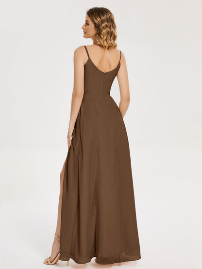 Blake Spaghetti Straps Chiffon Bridesmaid Dress with Slit