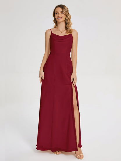Blake Spaghetti Straps Chiffon Bridesmaid Dress with Slit