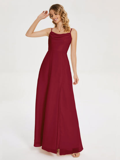 Blake Spaghetti Straps Chiffon Bridesmaid Dress with Slit