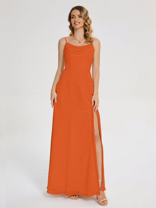 Blake Spaghetti Straps Chiffon Bridesmaid Dress with Slit