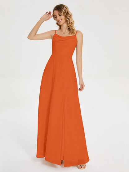 Blake Spaghetti Straps Chiffon Bridesmaid Dress with Slit