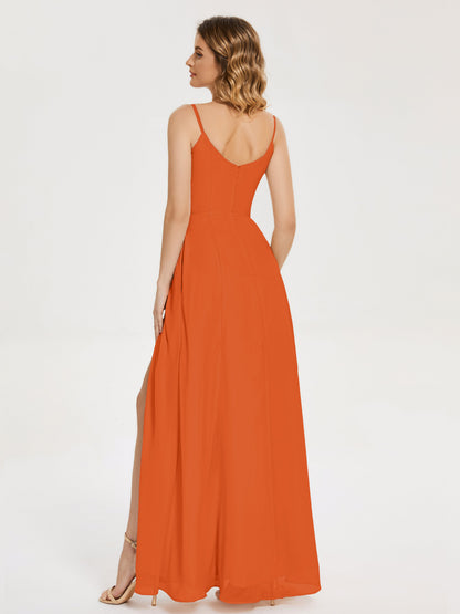 Blake Spaghetti Straps Chiffon Bridesmaid Dress with Slit