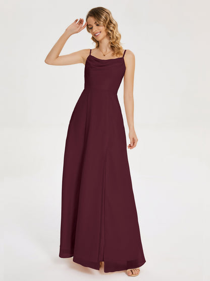 Blake Spaghetti Straps Chiffon Bridesmaid Dress with Slit